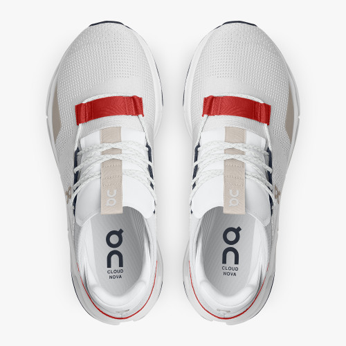 On Cloud Shoes Canada Men's Cloudnova-White | Red - Click Image to Close