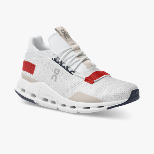 On Cloud Shoes Canada Men's Cloudnova-White | Red - Click Image to Close