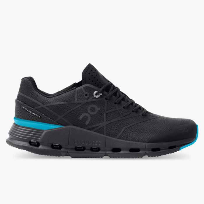 On Cloud Shoes Canada Women's Cloudnova Z5-Black | Cyan - Click Image to Close