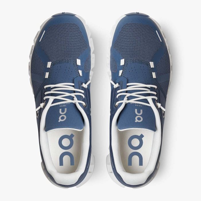 On Cloud Shoes Canada Men's Cloud 5-Denim | White - Click Image to Close