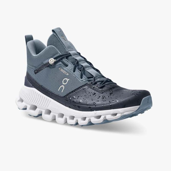 On Cloud Shoes Canada Women's Cloud Hi Waterproof-Dust | Navy - Click Image to Close