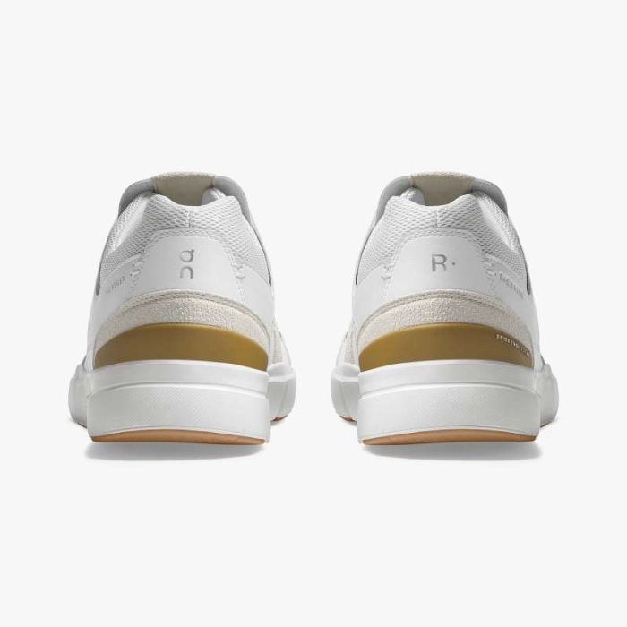 On Cloud Shoes Canada Men's THE ROGER Clubhouse-White | Bronze - Click Image to Close