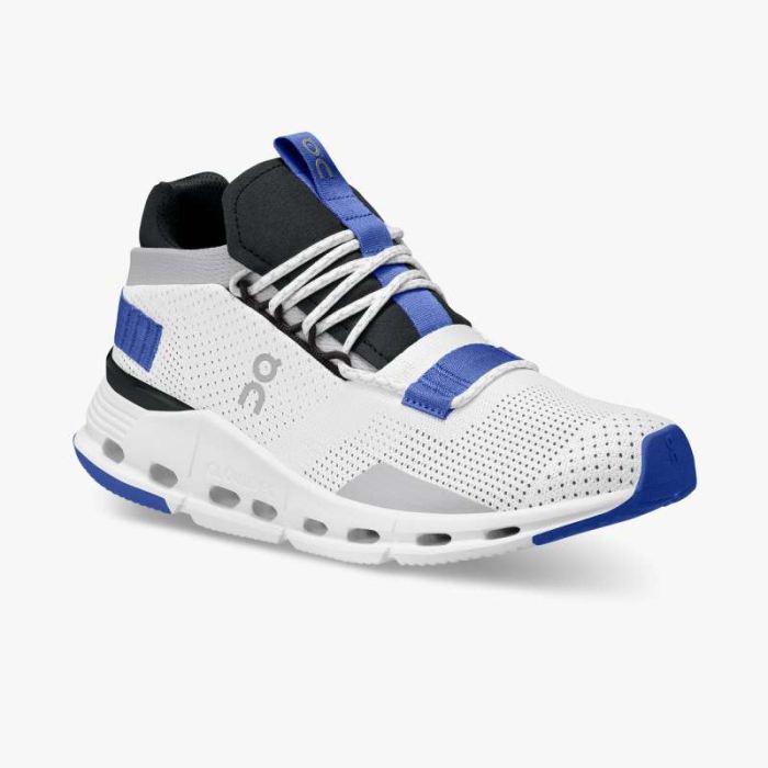 On Cloud Shoes Canada Men's Cloudnova-White | Cobalt - Click Image to Close