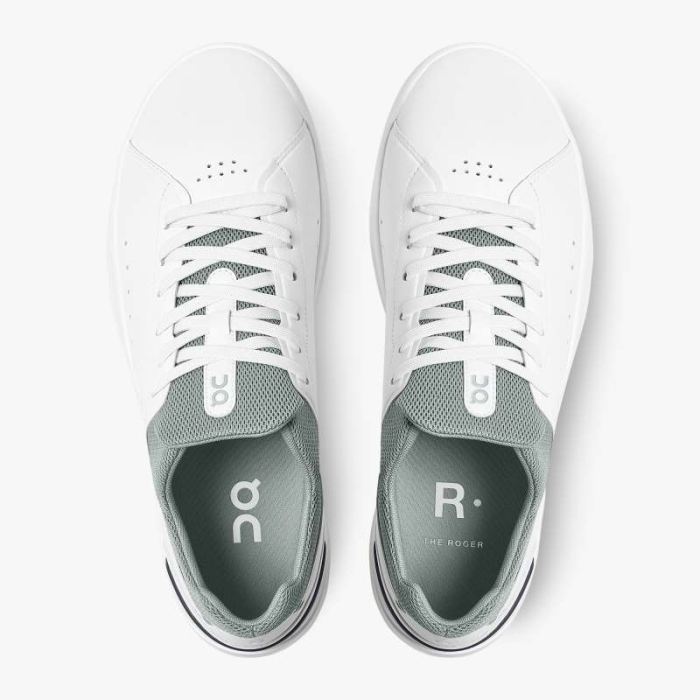 On Cloud Shoes Canada Men's THE ROGER Advantage-White | Eucalypt - Click Image to Close