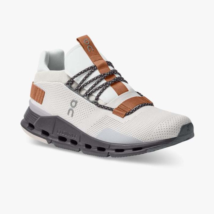 On Cloud Shoes Canada Men's Cloudnova-White | Pecan - Click Image to Close